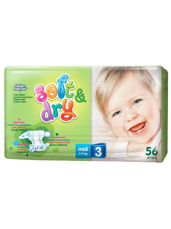 Подгузники Хелен Харпер Soft&Dry midi (6-10 кг) 70шт