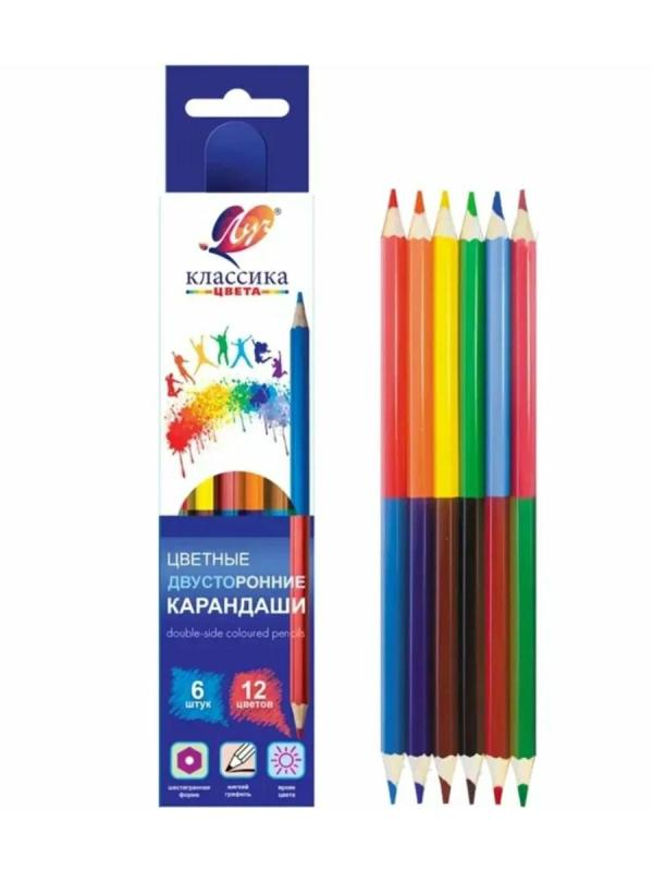 Карандаши 12цв Луч Классика шестигранные двухсторонние 33С 2189-08 европодвес картонная коробка