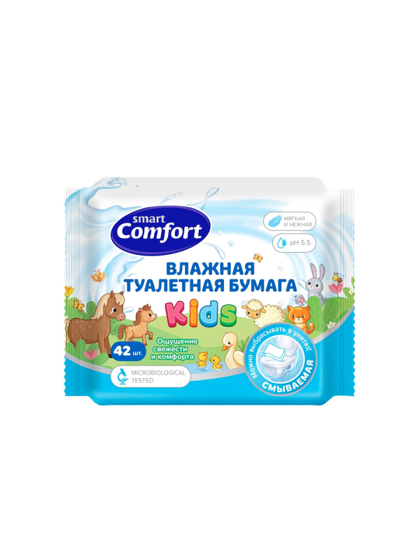 Влаж. туал. бум Comfort smart №42 Kids с ромашкой