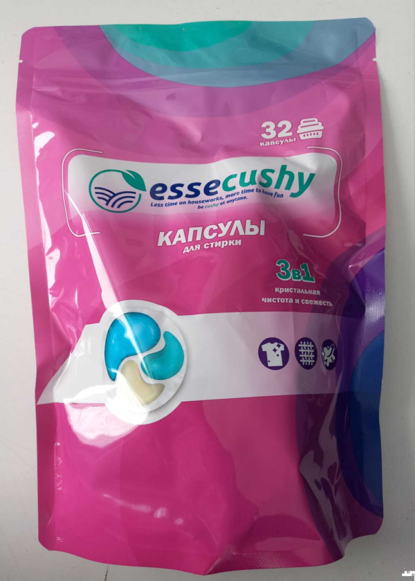 Капсулы д/стирки ESSECUSHY 15гр универсал. 3в1 32шт дой-пак