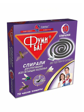 Фумибат Спирали От комаров (черный) б/запаха 10шт/уп (комар)