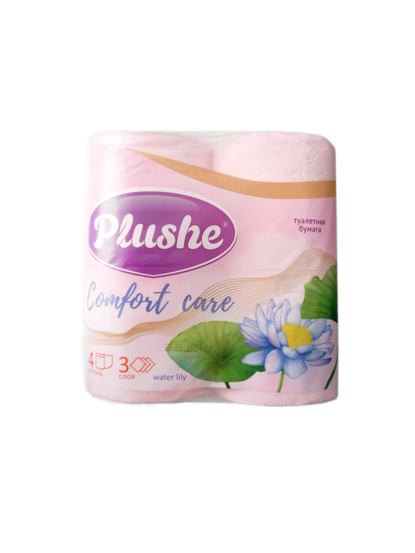 ТБ Плюше Комфорт care 4 рул. 3сл. 15м. water lily розовый 