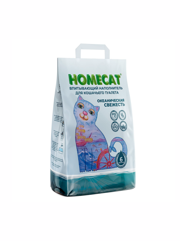 Наполнитель HOMECAT гигиенич д/кошачьего туалета 3 кг впитывающий 1х4