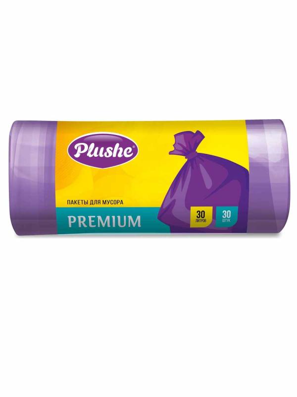 Плюше Пакеты д/мусора ПНД Премиум 30л/30шт фиолет 11мкм