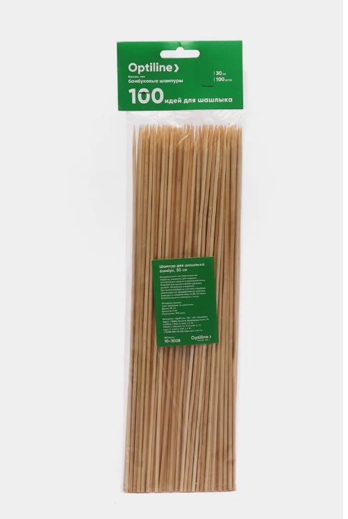 Шампура для шашлыка Optiline бамбук 30см 1*100 (100уп/пак)
