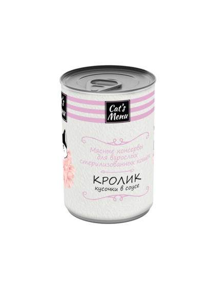 Корм д/взрослых кошек Cat`s Menu 340 г стерилизованных с кроликом кусочки в соусе,консервы 
