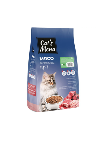 Корм д/котов сухой Cat`s Menu 10 кг для кастрированных котов и стерилизованных кошек мясное ассорти 