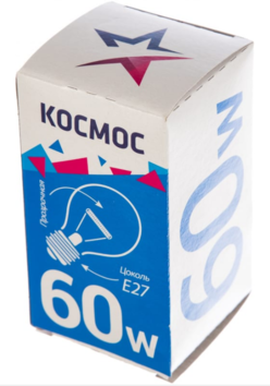 Лампочка Космос ЛОН А55/А50 60Вт, Е27 прозрачная