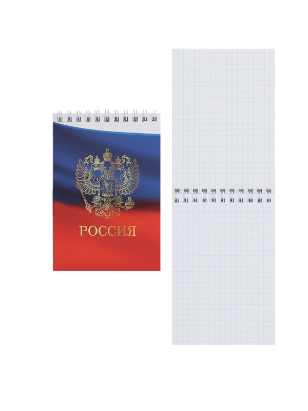 Блокнот А6 (110*145) 40л клетка дв спир обл пласт Российский Флаг