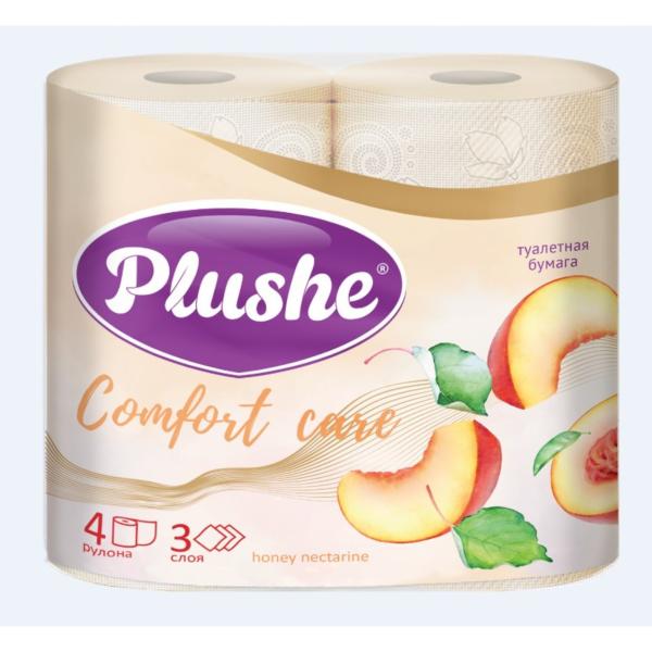 ТБ Плюше Комфорт care 4 рул. 3сл. 15м. Honey Nectarine персик