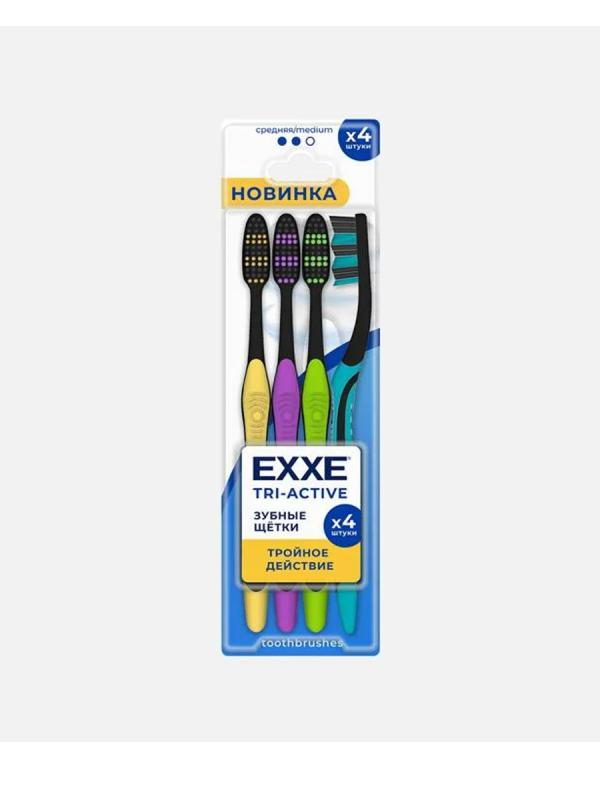 EXXE Зуб щетка TRI ACTIVE МУЛЬТИПАПК 4 шт Средний *12/72