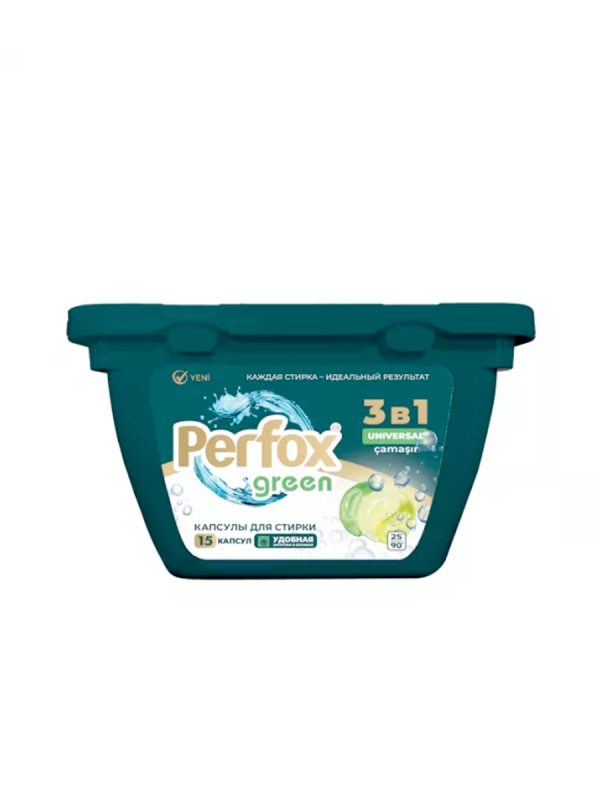 Капсулы д/стирки Perfox Green 15 шт универсал 3в1
