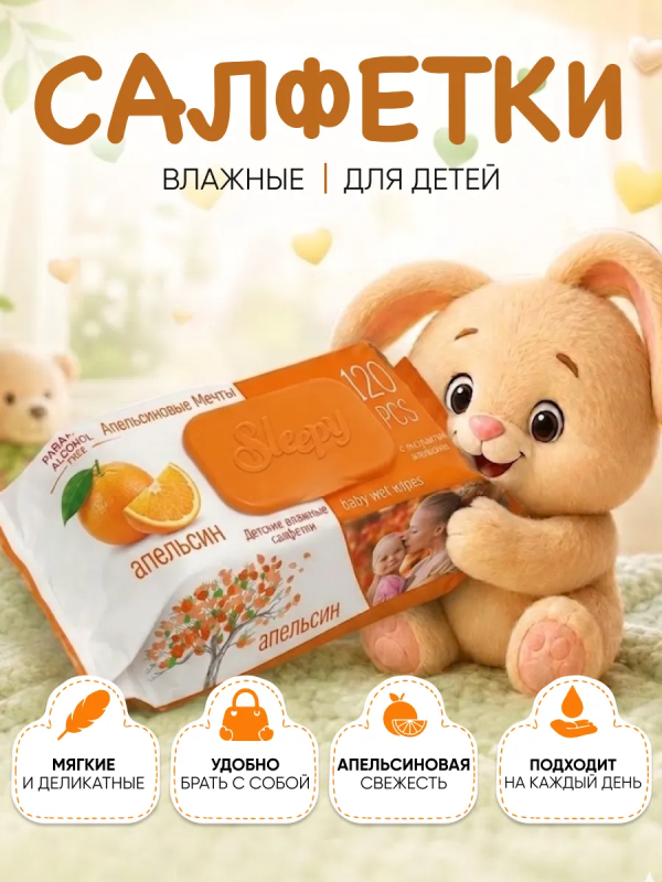Слиппи Салф влаж детские 120шт Цитрус