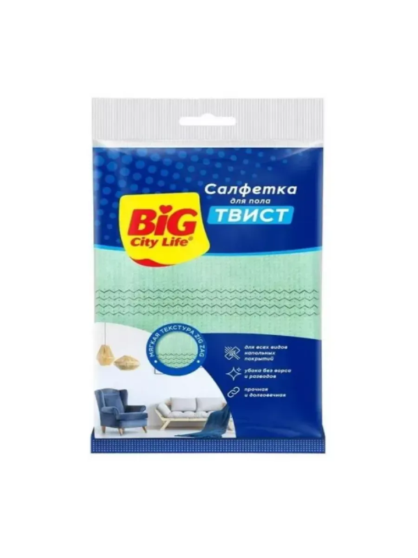 Биг Сити Салфетка вискозная 1шт д/пола Твист юнит