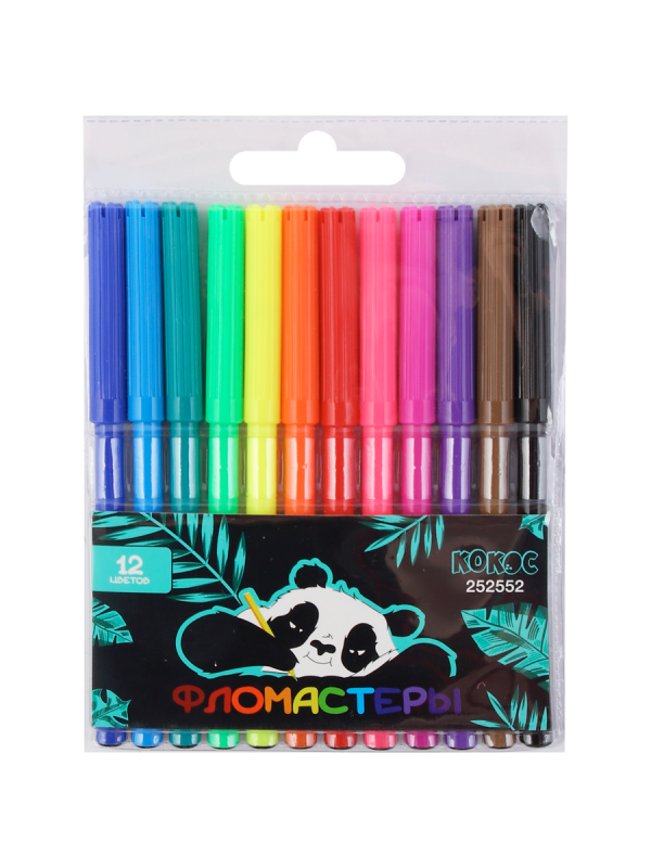 Фломастеры 12цв КОКОС Панда смываемые вент колпачо