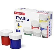 Краски Гуашь 6цв 17мл Erich Krause Basic 50543 картонная коробка