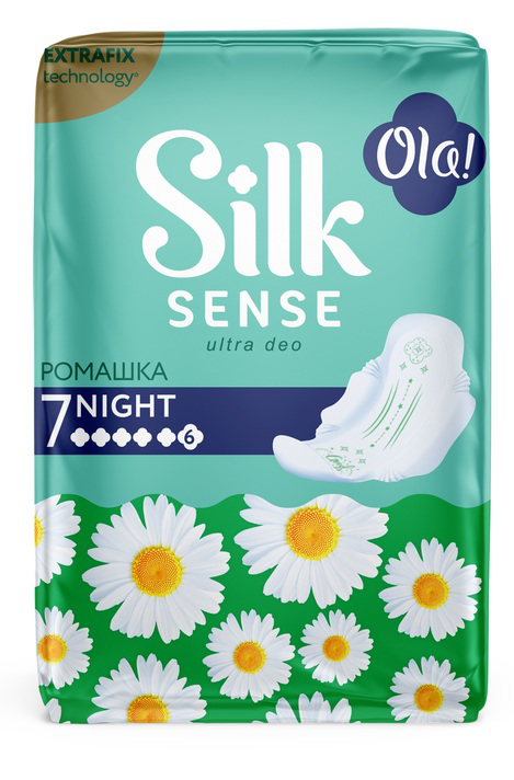 Прокл Ультратонк Ola! SILK SENSE ULTRA прокладки ультратонкие 7 шт NIGHT Солнечная ромашка