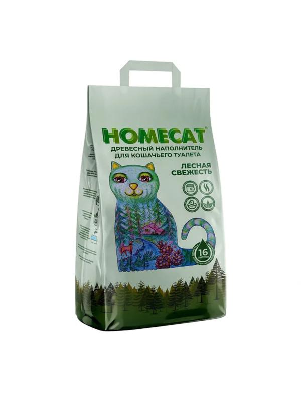 Наполнитель HOMECAT 16л древесный Лесная свежесть