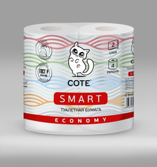 Туалетная бумага Cote Smart 4 шт 2 слоя